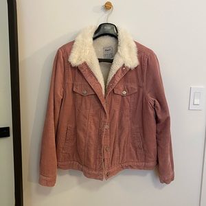 Corduroy bomber jacket with faux fur